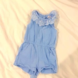 Sold!!! pie mommy and me romper. Blue chambray with eyelet trim. Size 18M
